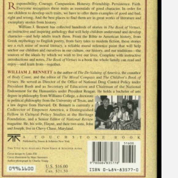 A touchstone book. simon+schuster New York William J Bennet...